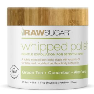 Raw Sugar Sensitive Skin Whipped Body Polish - Green Tea + Cucumber + Aloe Vera - 15.0 fl oz