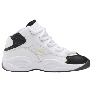 Reebok Boys Reebok Question Mid - Boys' Preschool Shoes White/Black/Gold Size 11.0