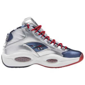 Reebok Mens Reebok Question Mid X Adidas Harden - Mens Shoes Metallic Silver/Blue/Red Size 10.5