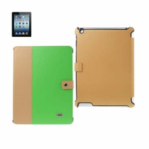 Reiko - Cow Skin Pattern Fitting Case for Apple iPad 3 - Khaki/Green