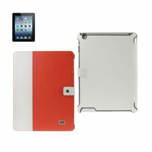 Reiko - Cow Skin Pattern Fitting Case for Apple iPad 3 - White/Orange