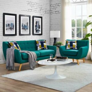 Remark 2 Piece Living Room Set in Teal