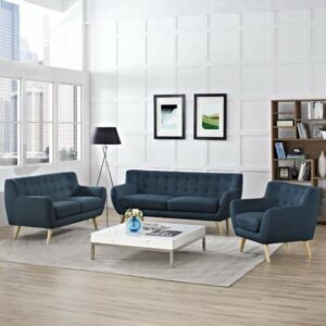 Remark 3 Piece Living Room Set in Azure