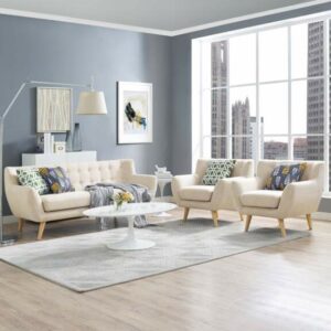 Remark 3 Piece Living Room Set in Beige