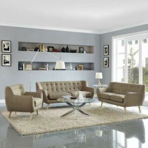 Remark 3 Piece Living Room Set in Brown