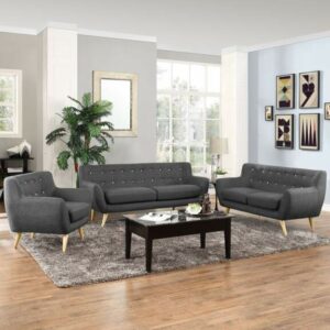 Remark 3 Piece Living Room Set in Gray