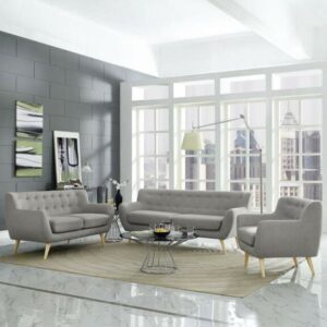 Remark 3 Piece Living Room Set in Light Gray