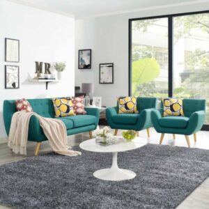 Remark 3 Piece Living Room Set in Teal