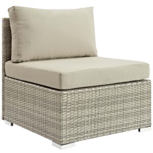 Repose Sunbrella® Fabric Outdoor Patio Armless Chair in Light Gray Beige