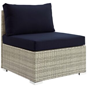 Repose Sunbrella® Fabric Outdoor Patio Armless Chair in Light Gray Navy