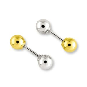 Reversible Ball Earrings 14K Two-Tone Gold