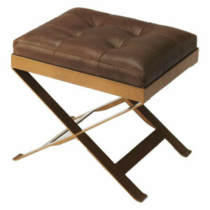 Rodrigo Living Room Leather Stool, Brown