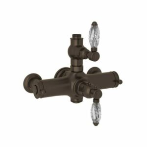 Rohl A4917LC Country Bath Exposed Thermostatic Shower Valve Trim (Trim Only) with Crystal Lever Handles Tuscan Brass Showers Valve Trim Only