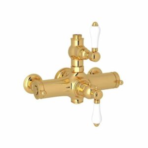 Rohl A4917LP Country Bath Exposed Thermostatic Shower Valve Trim (Trim Only) with Porcelain Lever Handles Italian Brass Showers Valve Trim Only