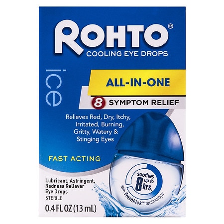 Rohto Ice All-in-One Multi-Symptom Relief Cooling Eye Drops - 0.4 fl oz
