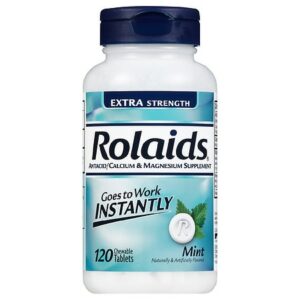 Rolaids Antacid/Calcium & Magnesium Supplement Extra Strength Chewable Tablets Mint - 120.0 ea