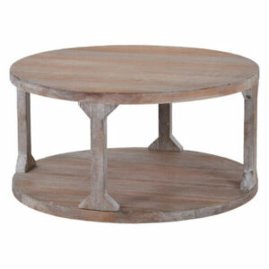 Round Rustic Coffee Table Solid Wood+MDF Coffee Table for Living Room