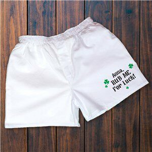 Rub Me For Luck Irish Men's White Personalized Boxer Shorts