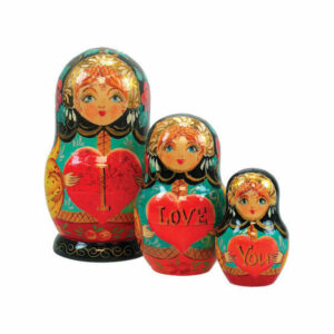 Russian 3 Piece I Love You Nested Doll Set
