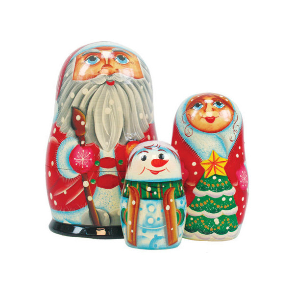 Russian 3 Piece Santa Family Nested Doll Set