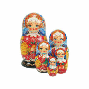 Russian 5 Piece Apple Girl Nested Doll Set