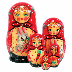 Russian 5 Piece Bunny Nested Doll Set