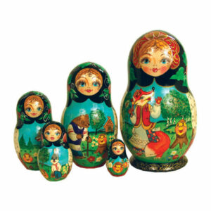 Russian 5 Piece Ginger Bread Nested Doll Set