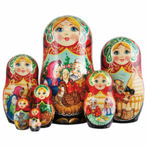 Russian 5 Piece Golden Egg Nested Doll Set