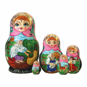 Russian 5 Piece Turnip Family Nested Doll Set