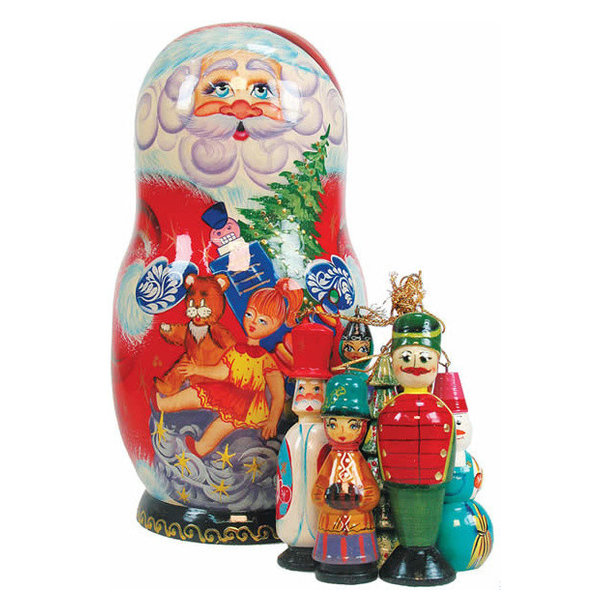 Russian Toy Bag Orn Doll Scenic Ornament Set