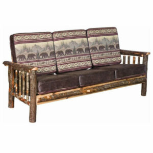 Rustic Hickory Living Room Sofa, Colorado Fabric