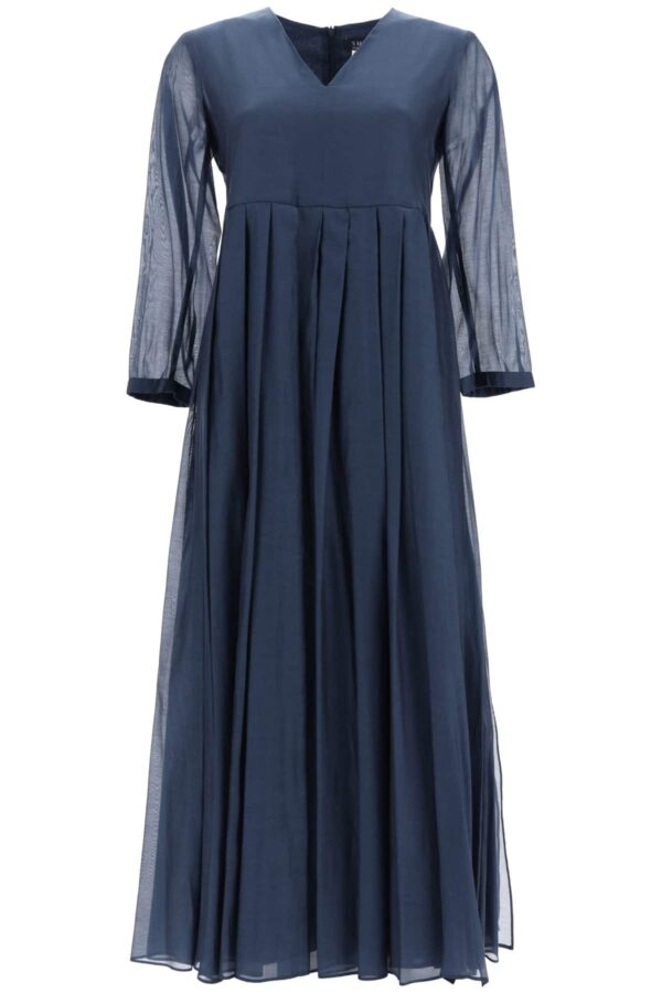 'S MAX MARA COROLLA VOILE DRESS 38 Blue Cotton, Silk