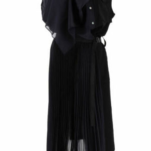 SACAI PLEATED SATIN DRESS 2 Black