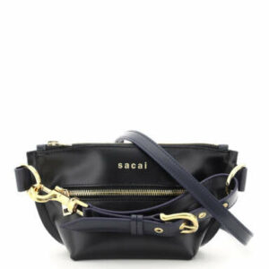 SACAI TRAPEZOID MINI BAG OS Black, Blue Leather