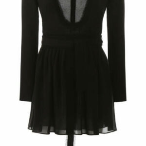 SAINT LAURENT CREPE MINI DRESS 36 Black