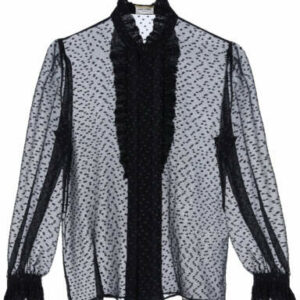 SAINT LAURENT FIL COUPE' SHIRT 36 Black Silk