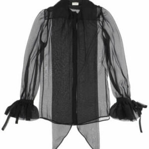 SAINT LAURENT GEORGETTE SILK SHIRT 36 Black Silk