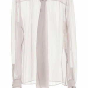 SAINT LAURENT GEORGETTE SILK SHIRT 38 Grey Silk