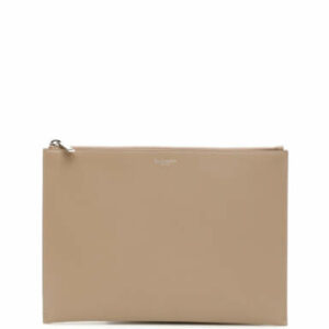 SAINT LAURENT GRAIN LEATHER CLUTCH OS Beige Leather