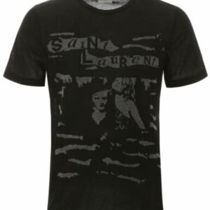 SAINT LAURENT JACQUARD PRINTED T-SHIRT S Black, Grey Cotton