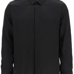 SAINT LAURENT JACQUARD SHIRT 38 Black Silk