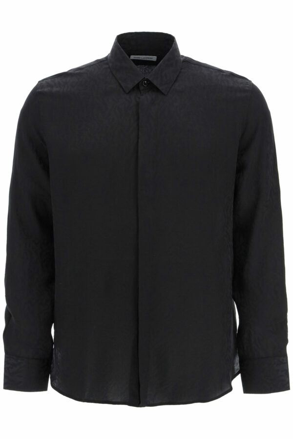 SAINT LAURENT JACQUARD SHIRT 38 Black Silk