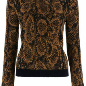 SAINT LAURENT JACQUARD SNAKE SWEATER M Black, Yellow, Gold