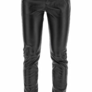 SAINT LAURENT LEATHER TROUSERS 36 Black Leather