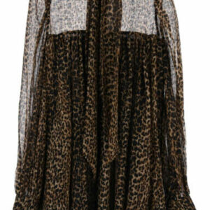 SAINT LAURENT LEOPARD PRINT MINI DRESS 36 Beige, Brown, Black Wool