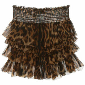 SAINT LAURENT LEOPARD PRINT MINI SKIRT 38 Brown, Black Silk