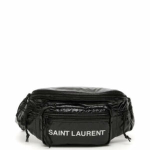 SAINT LAURENT LOGO NYLON BELTBAG OS Black, Silver Technical