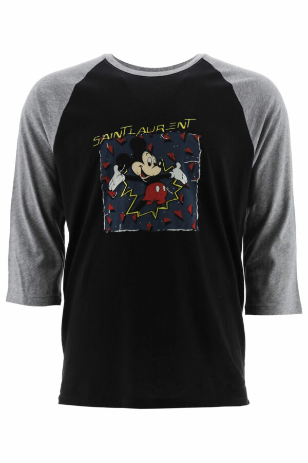 SAINT LAURENT MICKEY MOUSE T-SHIRT XS Black, Grey Cotton