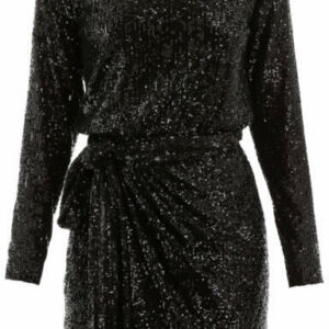 SAINT LAURENT SEQUINED MINI DRESS L Black