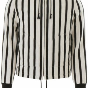 SAINT LAURENT STRIPED COTTON JACKET 50 White, Black Cotton